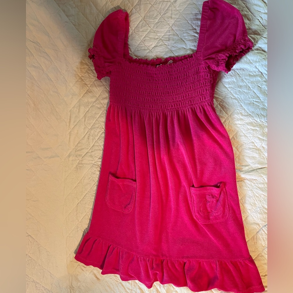 Vintage Juicy Couture hot pink terry cloth dress. Size L